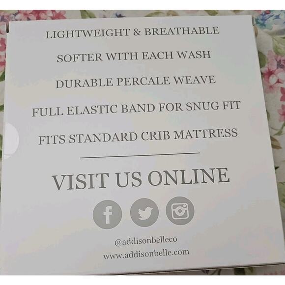 ADDISON BELLE 100 Organic Cotton Fitted Crib Sheet Baby Bedding 28x52x9 Fox+Bear - Picture 2 of 3